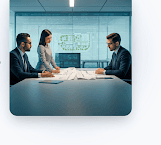 Consultants reviewing architecture blueprints.